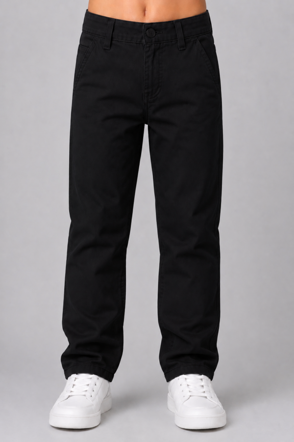 Kids Basic Chinno Stretch Cotton Twill Pant Black