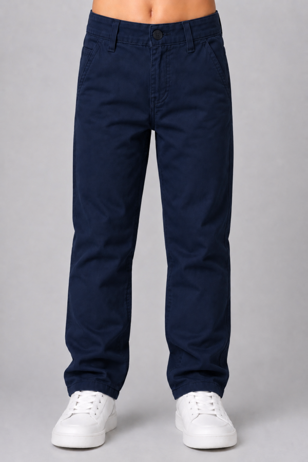 Kids Basic Chino Stretch Cotton Twill Pant Navy
